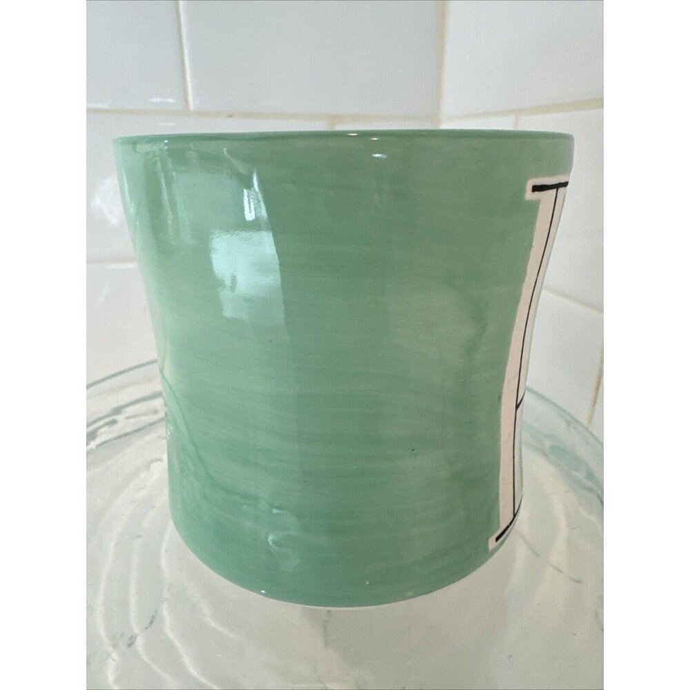 ANTHROPOLOGIE COFFEE TEA CUP MUG GREEN WITH LETTER F 12 OZ - Picture 6 of 10
